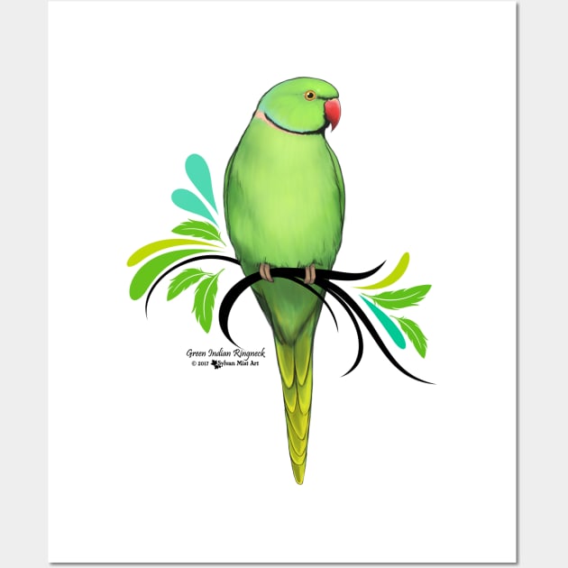 Green Indian Ringneck Parrot Wall Art by Sylvanmistart